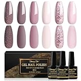 Shining She UV Nagellack,6 Farben Glitzer Rosa Dunkelrosa Hellrosa Nudefarben...