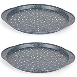 Russell Hobbs Backblech rund 37cm, 2er-Set Pizzablech perforiert, Antihaft...