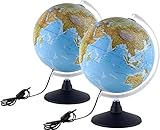 Idena 569902 Leuchtglobus 30 cm mit Halogen Energiesparlampe und Zwei...