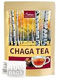 TeeLux Chaga Tee Beutel 100 Stück, Vegan, Rein Natürliche Chaga-Pilze aus...