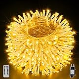 Ollny Lichterkette außen 60M 600 LED, Lichterkette mit Fernbedienung 8 Modi...