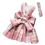 Oyccen Hund Gitter Kleid Geschirr und Leine Set Welpengeschirr Fliege Prinzessin...
