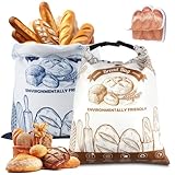 2 Stück Wiederverwendbare Brotbeutel 43x31cm Brotsack zum Frischhalten mit TPU...