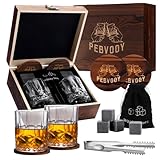 QOEOTUY Whisky Gläser Set, Whisky Geschenkset für Männer (2 Whiskygläser + 8...