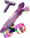 Deleven Skateboard mit LED Rollen, Skate Tool und ABEC 7 Lager - Kinder...