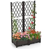 GOPLUS Blumenkasten mit Rankgitter, Hochbeet mit Spalier für Kletterpflanzen &...