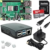 Raspberry Pi 4 4GB Starter-Set | Ultra 64GB Micro SD Karte | USB-C Netzteil |...