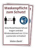 2 Stück Hinweis-Aufkleber 20 x 30 cm - Maskenpflicht und Mindestabstand zum...