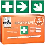 Erste Hilfe Kasten DIN 13157:2021 Small - Inkl. praktischer Wandhalterung, 3x...