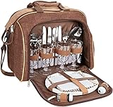 Brubaker Picknicktasche für 4 Personen mit Kühlfach - tragbar als Duffelbag...