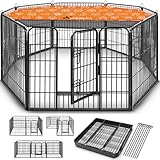 TRESKO® Welpenlaufstall 80 cm hoch inkl. 8X Erdanker | Welpenauslauf 8-teilig |...