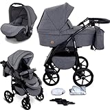 GaGaDumi Boston Kinderwagen 3 in 1 Komplettset mit Autositz - Kombikinderwagen...