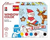 Marabu 0306000000003 - Kids Window Color Winter mit 6 x 25 ml Farbe, Malvorlage...