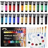 ARTKUNST Acrylfarben Set, 24 x 36 ML Acrylfarbenset mit 10 Pinseln für Leinwand...