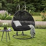 HOME DELUXE - Hängesessel Twin - Schwarz, Höhe 195 cm - inkl. Gestell, Sitz-...