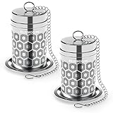 Reinmoson 2er-Pack Edelstahl Teesieb für losen Tee – 3,8 x 5,6 cm Teeei mit...