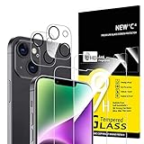 NEW'C 4 Stück, 2 x Panzer Schutz Glas für iPhone 14 (6,1') und 2 x Kamera...