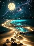 Moonlight Jigsaw Puzzle 1000 Teile Erwachsene, Leuchtende Strandlandschaft im...