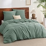 BEDSURE Bettwäsche 155x220 Baumwolle 3teilig - Bettwäsche-Sets Salbeigrün...