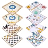 Edsnor 8-in-1 Spielesammlung für 2-4 Spieler, Holz Brettspiel für zu Hause,...