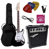 ELEKTROGITARRE MATT SCHWARZ- E-GITARRE - IM SET MIT 20WATT VERSTÄRKER - TASCHE...