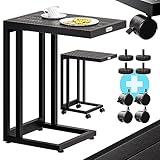 Casaria® Beistelltisch C-Form 50x40x66cm Metall WPC Tischplatte 25kg...