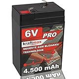 Kraftmax Industrial Pro Bleiakku [ 6V / 4,5Ah ] AGM Hochleistungs- Blei Akku der...