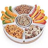 Dimono® Snacktablett Snack-Teller Serviertablett mit 6 Schalen aus Porzellan...