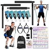 Pilates Bar Set, 6X Fitnessbänder Set Widerstandsbänder mit Stange, Griffe,...