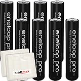 8er Pack Panasonic Eneloop PRO XX AAA/Micro Akkus - Neueste Generation - 950 mAh...