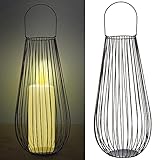 Laterne aus Metallstreben | Eisen schwarz H50cm | Gartenlaterne Teelichthalter...