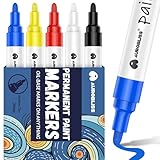 Aurobliss Permanent Marker Bunt 5 Lackstift, Wasserfeste Stifte für Glas,...