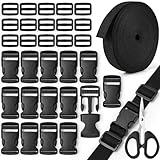 Amentalove Schnallen Gurtband Set 25mm, 10M Nylon Gurtband mit 15 Tri-Glide...