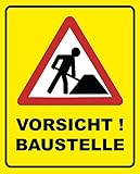 Vorsicht Baustelle Schild | 20 x 25 cm | Hinweisschild 3mm | stabile...