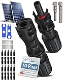 Solarstecker Set 10 Paar MC4 + 2 Werkzeuge – IP67 wasserdichte Steckverbinder...
