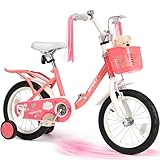 BODIOO 14 Zoll Kinderfahrrad Fahrrad für Mädchenmit und Jungen Stützrädern &...