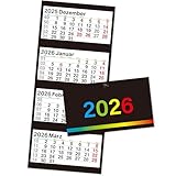 4-Monatskalender Wandkalender 2026 Black - 90 x 31.5 cm, Großformat mit 4...