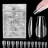 Nagel Tips Set 420PCS Soft Gel Tips Kit 12 Größen, Pre-Buff PMMA Kurz Tips...