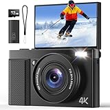 4K Digitalkamera 64MP AutoFokus Fotokamera: 16X Digitalzoom 180° Klapp 3IPS...