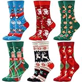 BISOUSOX Weihnachtssocken Damen Lustige Socken Damen Christmas Socks 6 Paare...