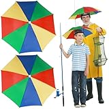 Realure 2 Stück Regenhut Angeln Handfrei, Regenschirm Hut Damen Herren Kinder,...