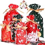 GWHOLE 30 Stück Geschenktüten Weihnachten mit Kordelzug Weihnachtstüten...