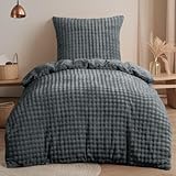 RUIKASI Winter Plüsch Bettwäsche 135x200 2teilig Grau - WarmeKuschelig Weich...