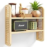 LUPWNEKA 2-stöckiges Rattan-Regal, Bücherregal aus natürlichem Rattan,...