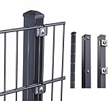 HORI® Doppelstabmattenzaun I Komplettset I wahlweise mit Eckpfosten –...