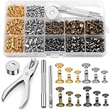 Reovin 240 Set Leder Nieten Set, Doppelkappennieten, 12mm 8mm 6mm 3 Größen...