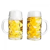 Van Well 2er Set Maßkrug 1 Liter geeicht | großer Bierkrug mit Henkel |...