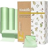 VivalaBio 30L kompostierbare Biomüllbeutel mit Henkel 40 Stück für den Heim...