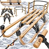 KESSER® Holzschlitten Premium Schlitten mit Rückenlehne faltbar Kinder...