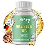 Vitabay Hochdosiertes Vitamin E 600 IE Depot - 200 VEGAN Softgel Vitamin E...